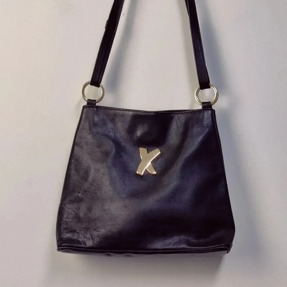Paloma Picasso vintage black leather shoulder bag - Picture 2 of 16